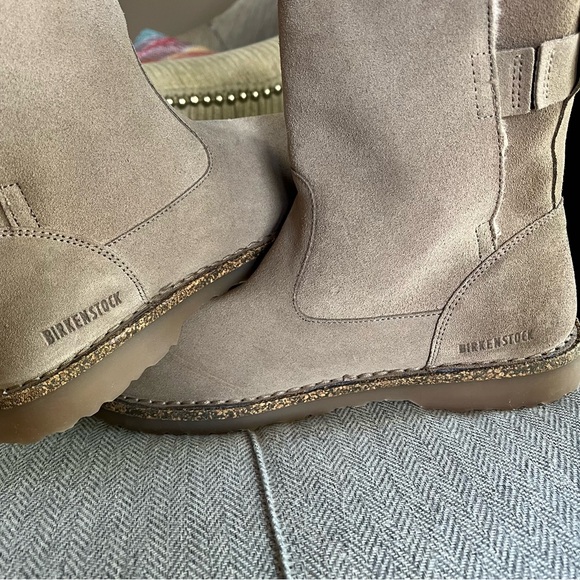 Birkenstock Uppsala Shearling Boot in Gray Taupe with pink shearling size 8 - Picture 8 of 9